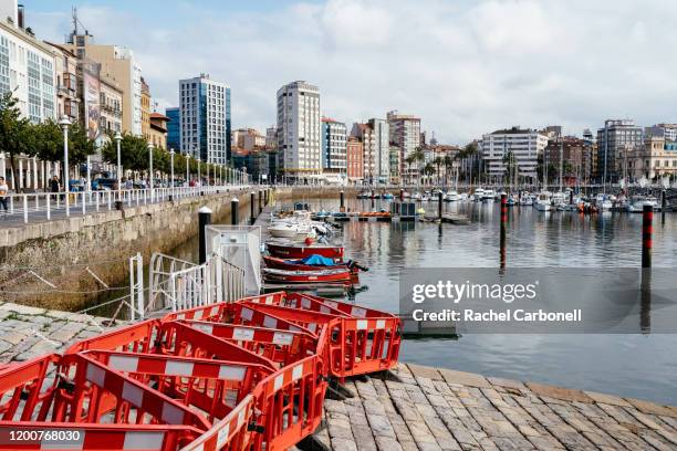 recreational boats in the sports marina. - gijon bildbanksfoton och bilder