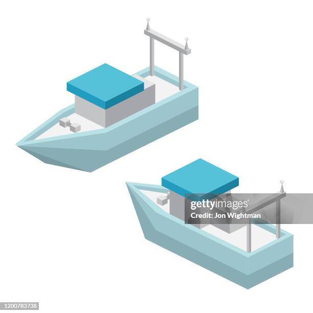 isometric single element - boat - building blocks vector stock illustrations