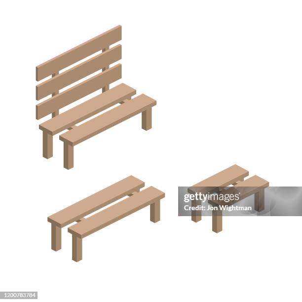 ilustrações, clipart, desenhos animados e ícones de elemento único isométrico - banco do parque - banco assento