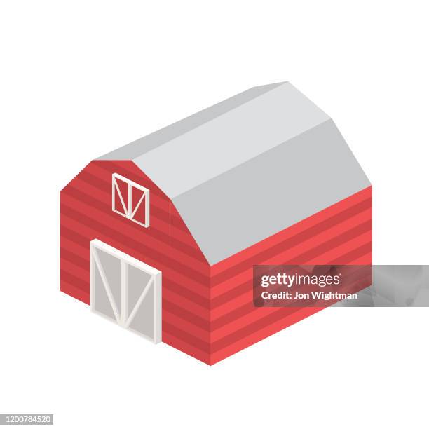 isometric single element - barn - barn door stock illustrations