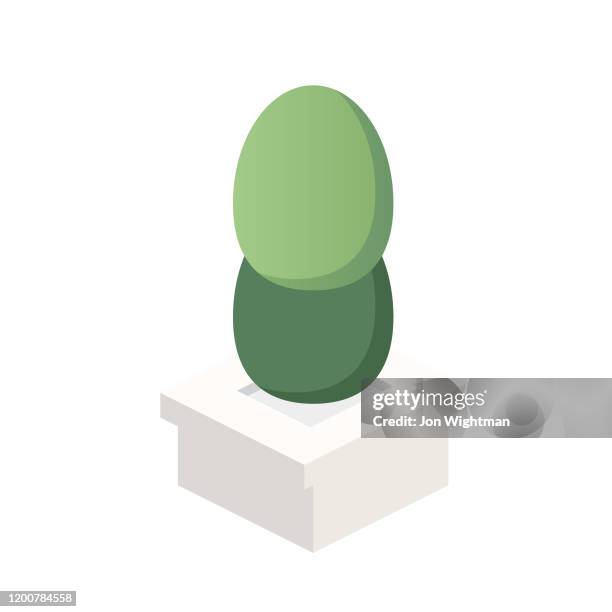 isometric single element - potted plant - topiary stock illustrations