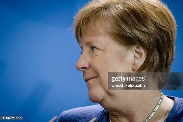 German Chancellor Angela Merkel, at Bundeskanzleramt on February 14, 2020 in Berlin, Germany.