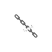 Vector icon broken chain on white background.  Layers grouped for easy editing illustration. For your design