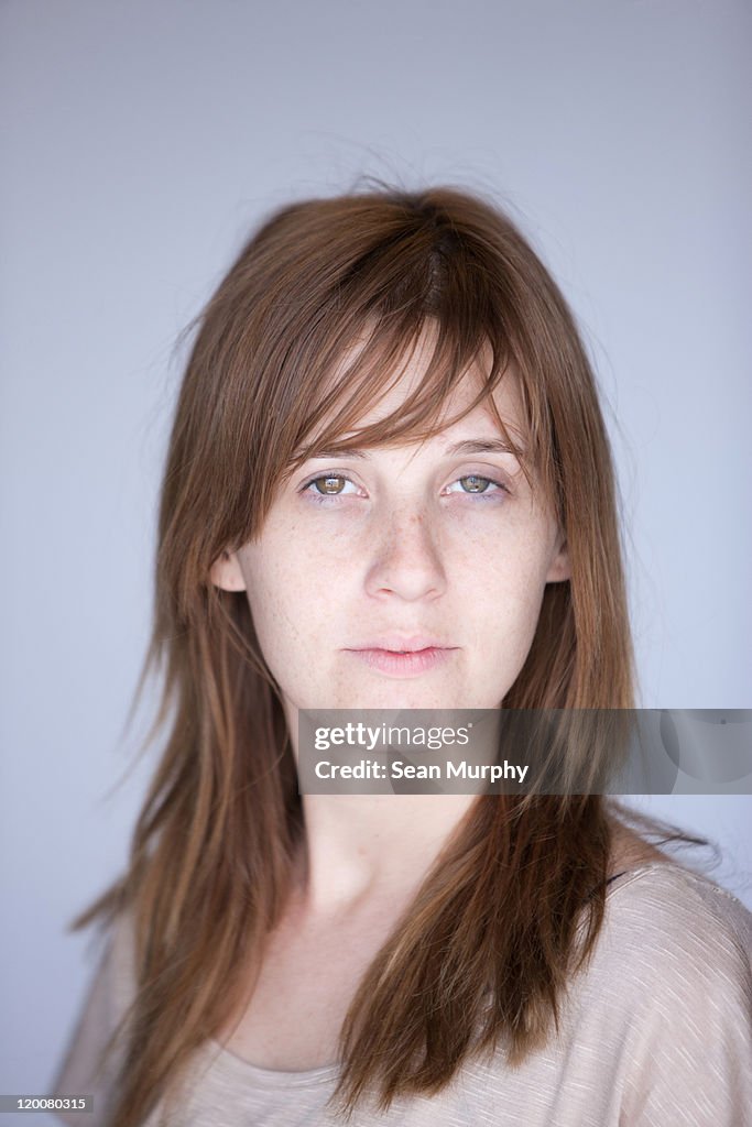 Portrait of Woman with gray background