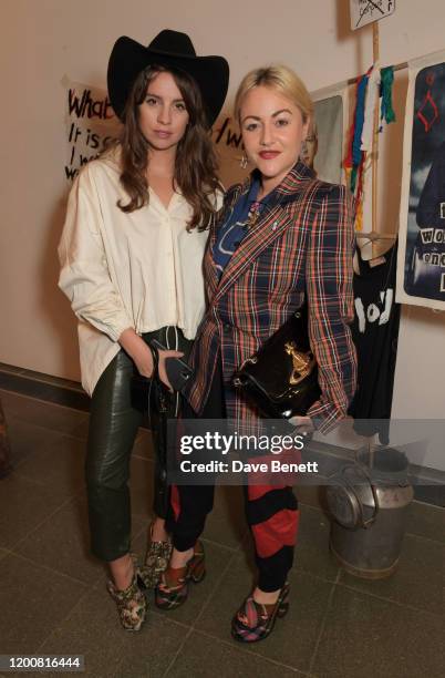 Annie Doble and Jaime Winstone attend the Vivienne Westwood AW20/21 presentation and exhibition during London Fashion Week February 2020 at The...