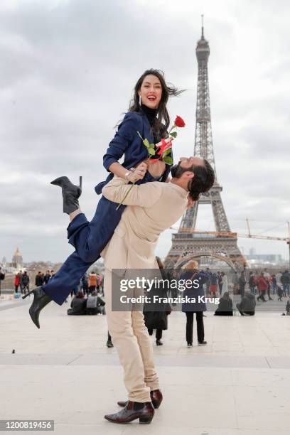 Rebecca Mir and Massimo Sinato attend the Valentines day celebration of Dublo and Deutsche Bahn on February 14, 2020 in Frankfurt am Main, Germany.