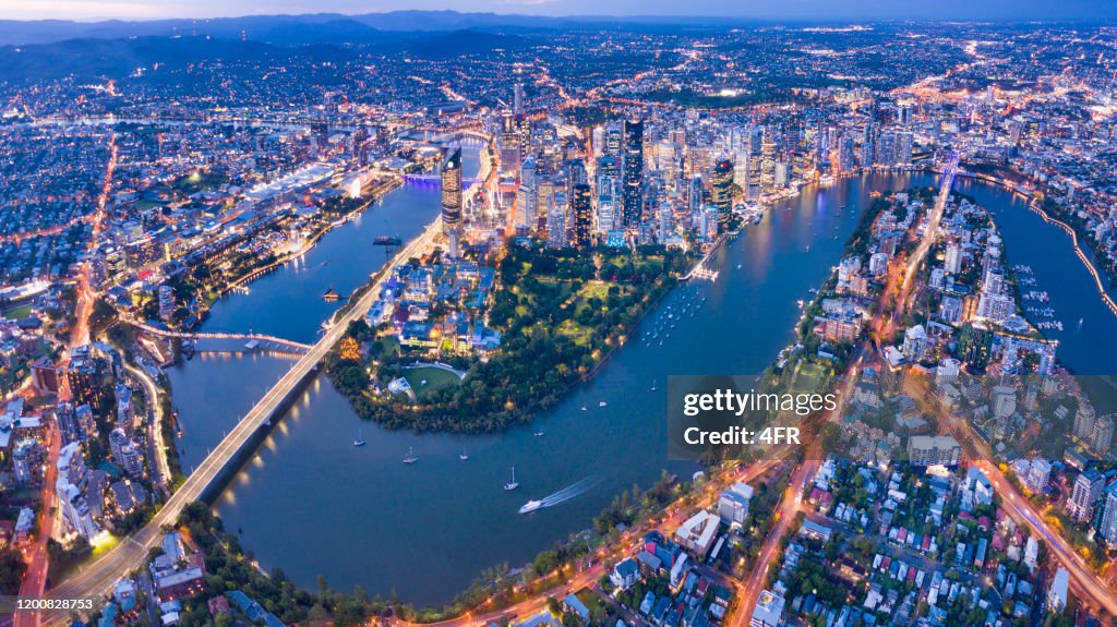 Brisbane skyline Night Panorama, Australien