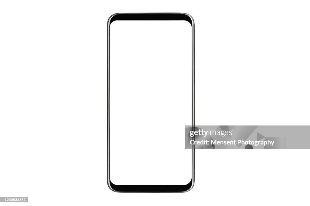 Mobile Phone isolated mockup with white screen isolated on white background
