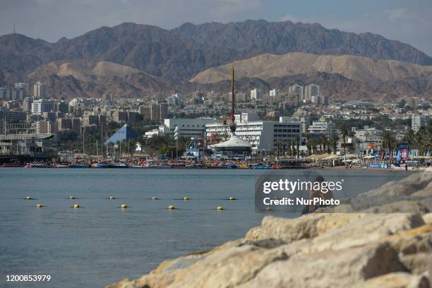 General view of Eilat and Eilat mountains in the background. On Monday, February 3 in Eilat, Israel.