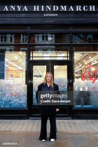 Anya Hindmarch Sloane Street Store part of 'I Am A Plastic Bag' Campaign during London Fashion Week on February 15, 2020 in London, England.