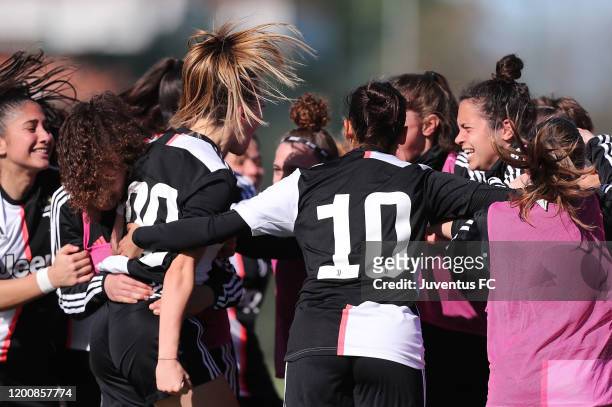 Alice Ilaria Berti of Juventus Women U19 celebrates after scoring a goal during the Viareggio Women's Cup match between Juventus U19 and FC...