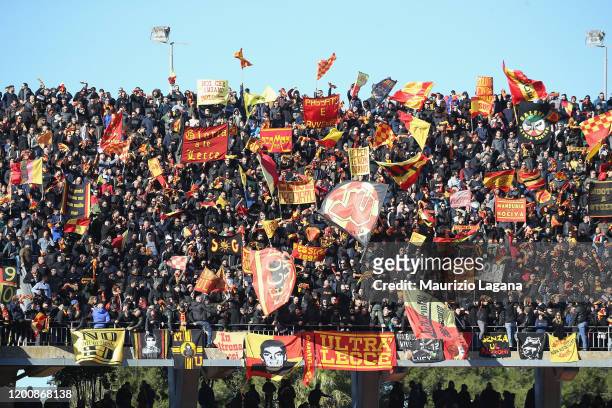 Supporters of Lecce during the Serie A match between US Lecce and SPAL at Stadio Via del Mare on February 16, 2020 in Lecce, Italy.