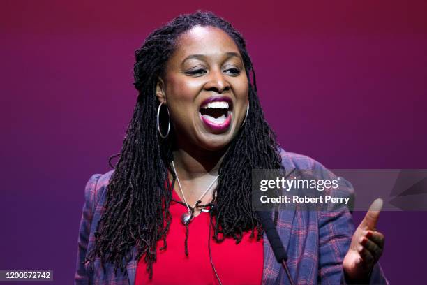 Dawn Butler speaking at the Labour Party deputy leadership hustings on the stage at SEC in Glasgow on February 15, 2020 in Glasgow, Scotland. Ian...