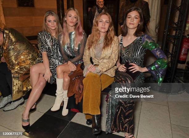 Bea Fresson, Mary Charteris, Josephine de La Baume and Amber Anderson attend the Halpern show during London Fashion Week February 2020 at The Old...