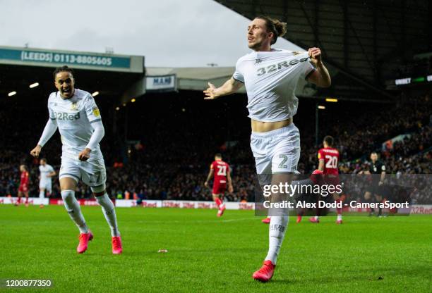 Leeds United's Luke Ayling celebrates scoring the opening goal during the Sky Bet Championship match between Leeds United and Bristol City at Elland...