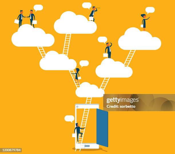 networking - business people - white man computer stock illustrations