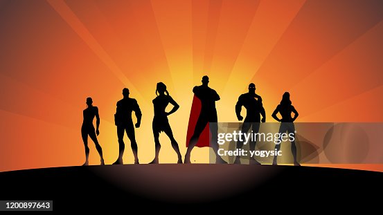 Vector Superhero Team Silhouette Stock Illustration Vector Superhero Team Silhouette Stock Illustration