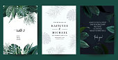 Tropical frames arranged from exotic emerald leaves