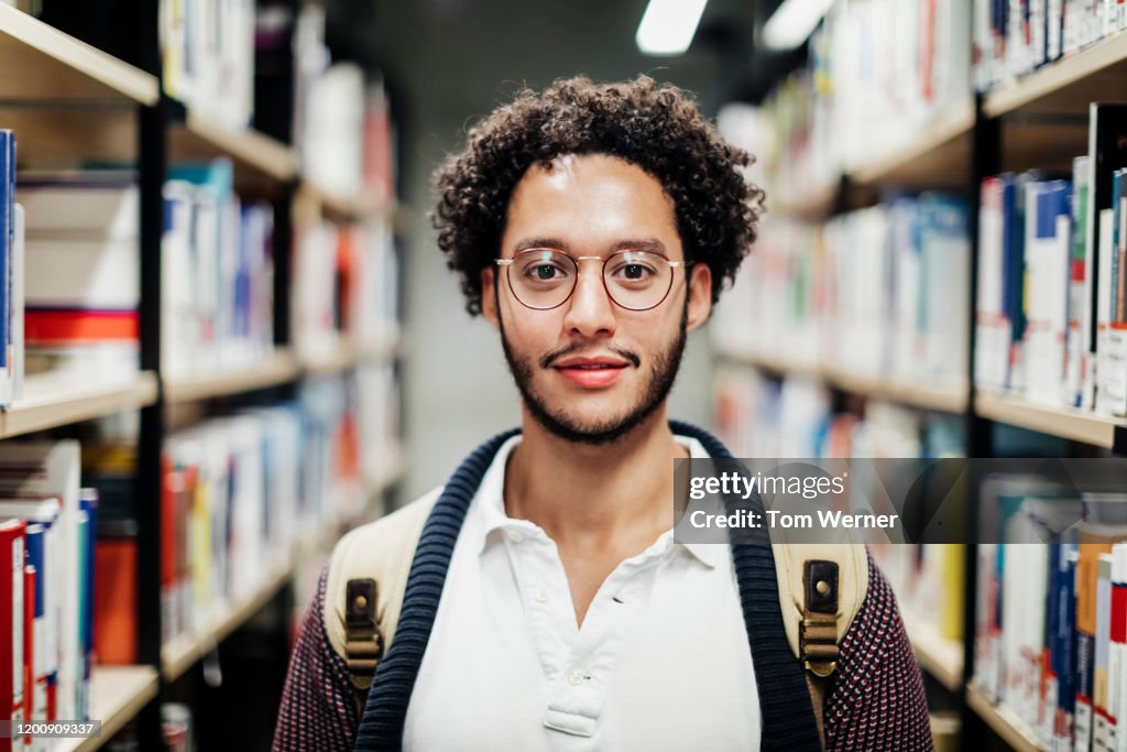 Guy In Library Portrait Of Young Man Working In Library High-Res Stock Photo - Getty ...