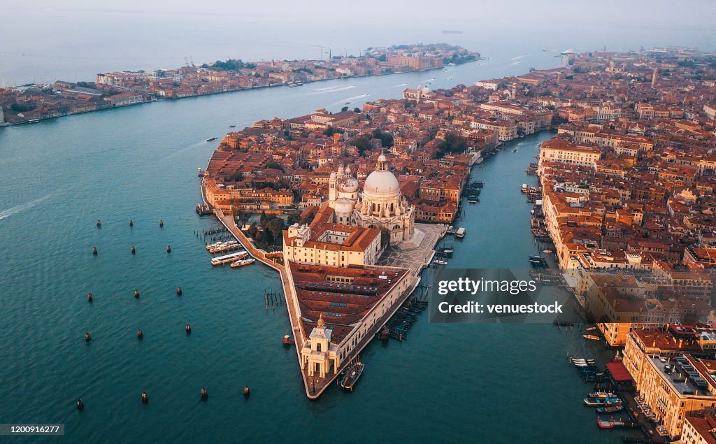 Aerial View of Grand Canal at sunrise