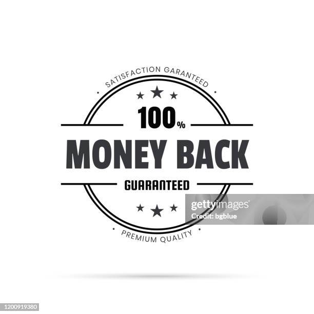 trendy black badge - money back, 100% guaranteed - money back guarantee stock illustrations