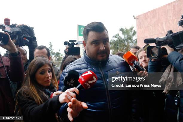 The father of little Julen, Jose Rosello, is seen arriving to the Malaga City of Justice where the oral hearing against the property owner of...