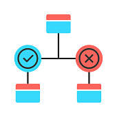 Decision diagram color icon. Block chart. Problem solutions. Operations research. Decision tree. Management. Information symbolic representation. Isolated vector illustration