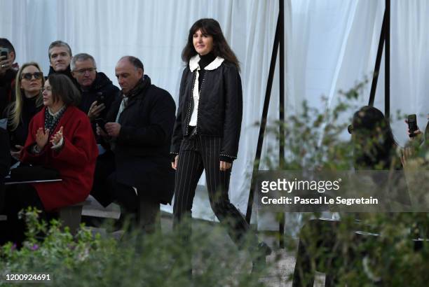 Designer Virginie Viard walks the runway during the Chanel Haute Couture Spring/Summer 2020 show as part of Paris Fashion Week on January 21, 2020 in...