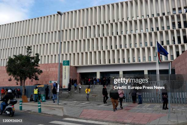 Image of the building of Malaga City of Justice where the oral hearing against the property owner of Totalan, David Serrano, is taking place on...