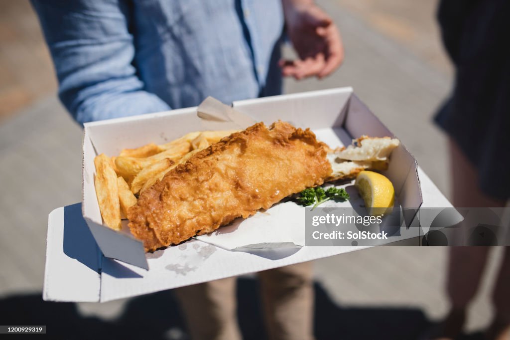 Takeaway Box Of Fish And Chips High-Res Stock Photo Getty Images