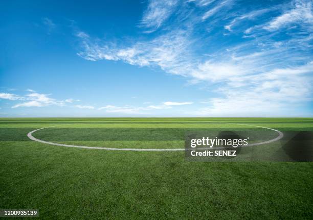 football field - spielfeldrand markierung stock-fotos und bilder