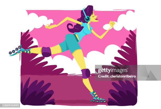 the skater - rollerskates stock illustrations
