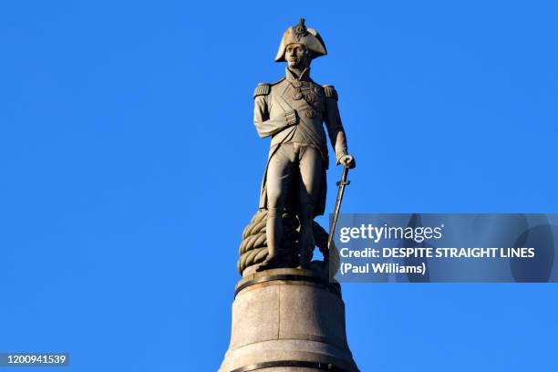 lord horatio nelson by william railton (trafalgar square, london) - ネルソンの記念碑 ストックフォトと画像