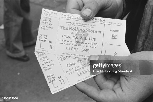 Two tickets to see The Rolling Stones at Earls Court, as part of their Tour of Europe '76, London, England, May 1976.