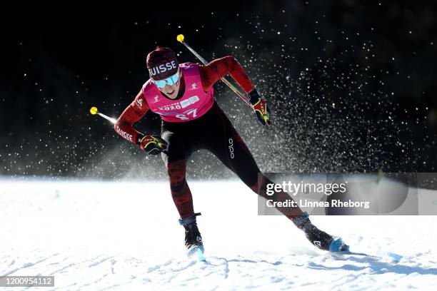 Antonin Savary of Switzerland competes in Men's 10km Classic in Cross-Country Skiing during day 12 of the Lausanne 2020 Winter Youth Olympics at...