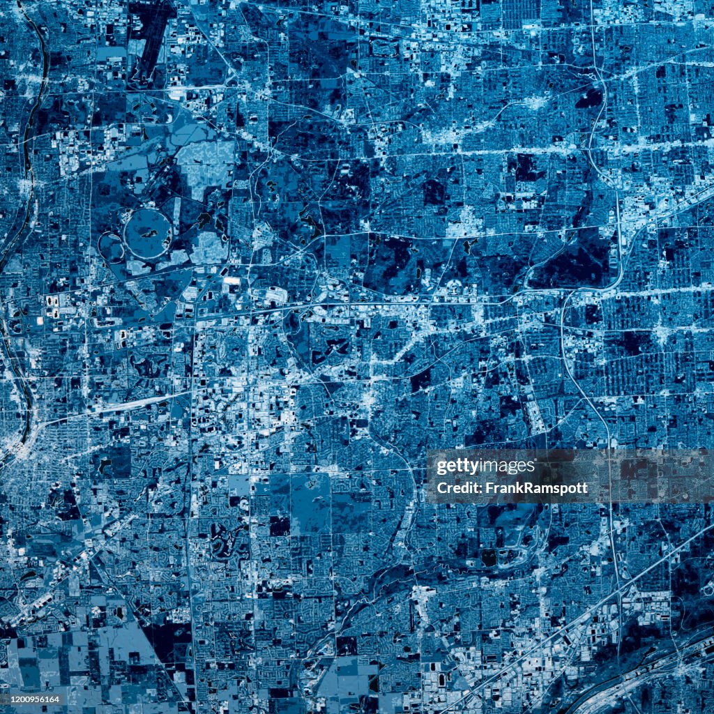 Naperville Illinois 3D Render Map Blue Top View Oct 2019