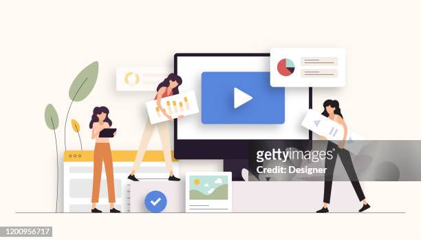 digital marketing related vector illustration. flat modern design - corporate business stock illustrations