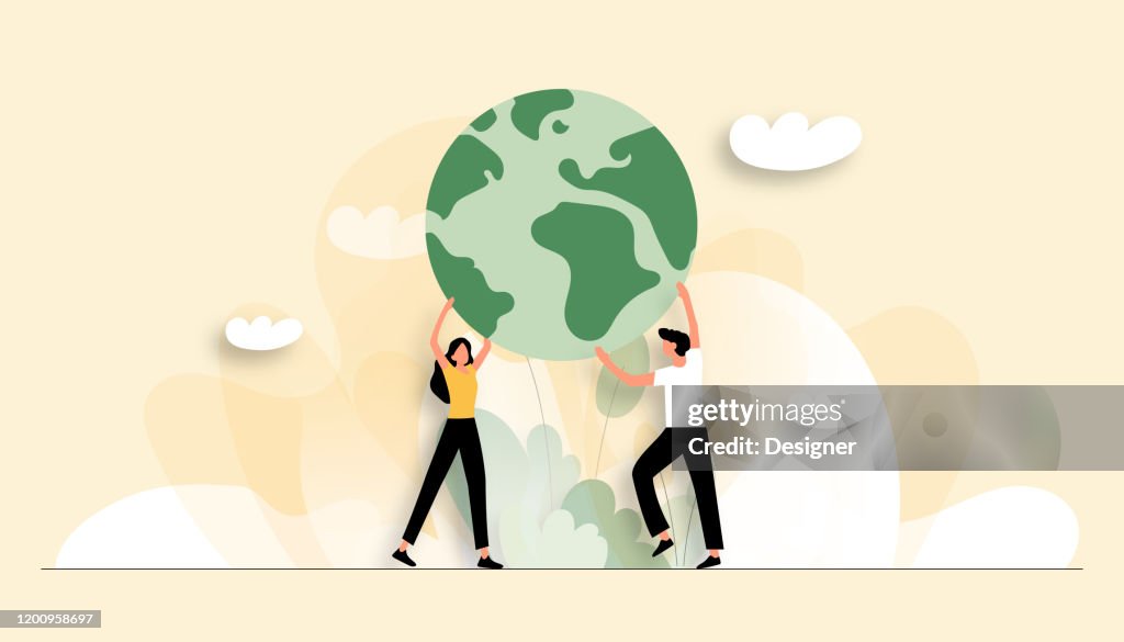 Vektor-Illustration von Save the Planet Concept. Flaches modernes Design für Webseiten, Banner, Präsentation usw.