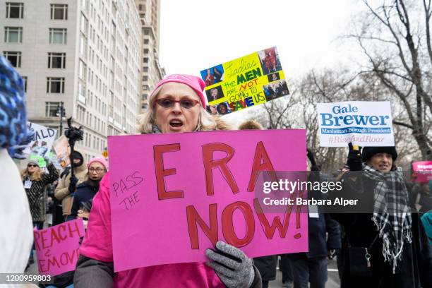The 4th Annual Women's March gathered at Columbus Circle in NYC, January 18, 2020.