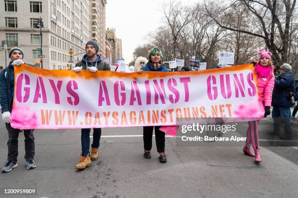 The group Gays Against Guns marched in The 4th Annual Women's March gathered at Columbus Circle in NYC, January 18, 2020.