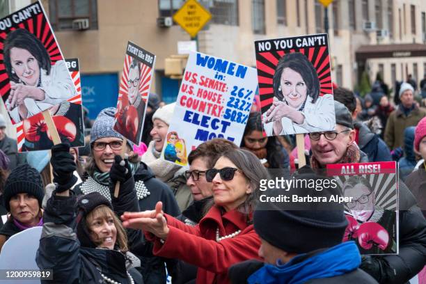 The 4th Annual Women's March gathered at Columbus Circle in NYC, January 18, 2020. Signs representing Speaker of the House Nancy Pelosi and Chief...
