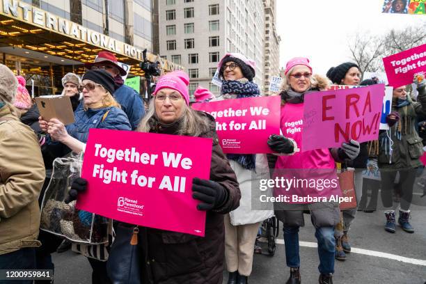 The 4th Annual Women's March gathered at Columbus Circle in NYC, January 18, 2020.