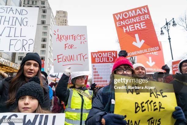 The 4th Annual Women's March gathered at Columbus Circle in NYC, January 18, 2020.