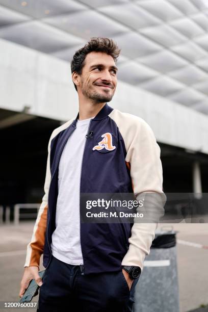 Mats Hummels of Borussia Dortmund smiles ahead of the tenth ThoMats challenge at Allianz Arena on November 12, 2019 in Munich, Germany. The ThoMats...