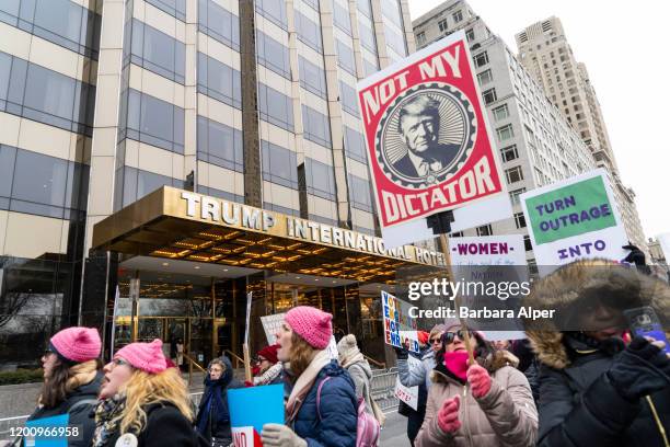 The 4th Annual Women's March gathered at Columbus Circle in NYC, January 18, 2020.