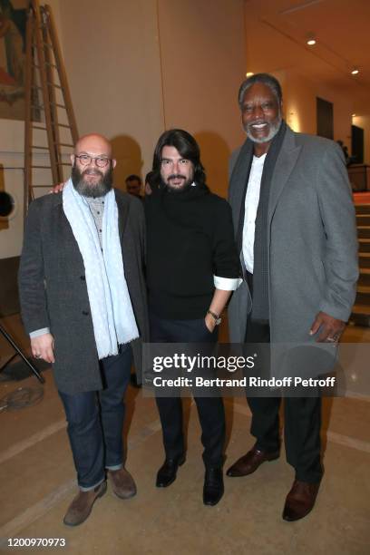 Actor Darko Peric, Styllist Stephane Rolland and Basket Ball player Audie Norris attend the Stephane Rolland Haute Couture Spring/Summer 2020 show as...