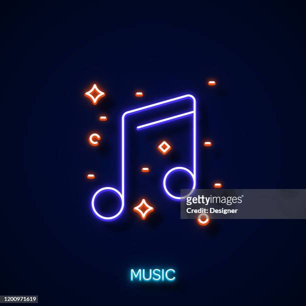 musik-ikone neon-stil, design-elemente - music note stock-grafiken, -clipart, -cartoons und -symbole