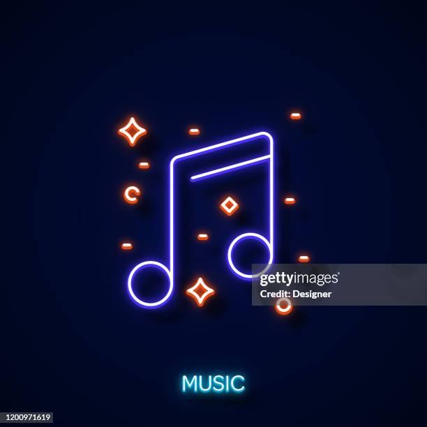 music icon neon style, design elements - royal blue stock illustrations