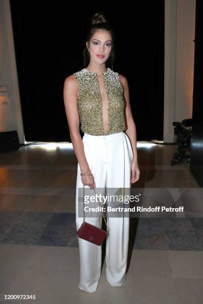 Iris Mittenaere attends the Stephane Rolland Haute Couture Spring/Summer 2020 show as part of Paris Fashion Week on January 21, 2020 in Paris, France.