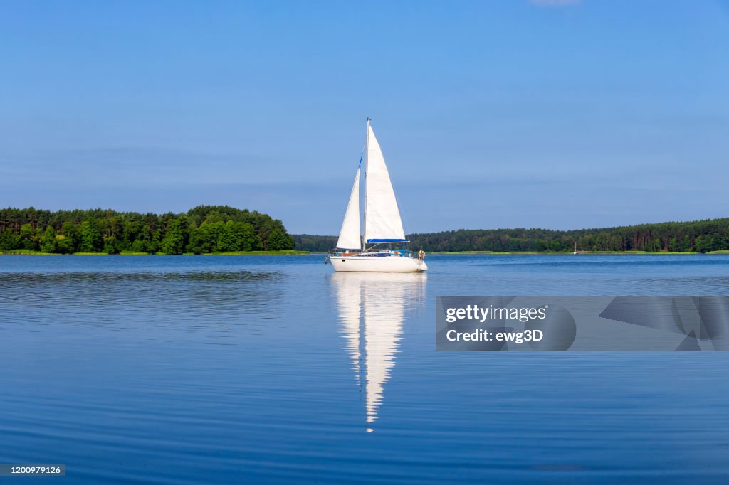 Vacation in Poland - sailboat on the Niegocin lake, Masuria